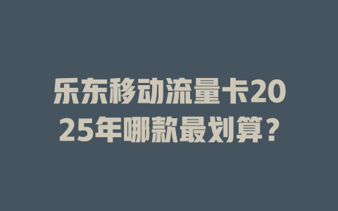 乐东移动流量卡2025年哪款最划算？