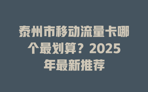 泰州市移动流量卡哪个最划算？2025年最新推荐