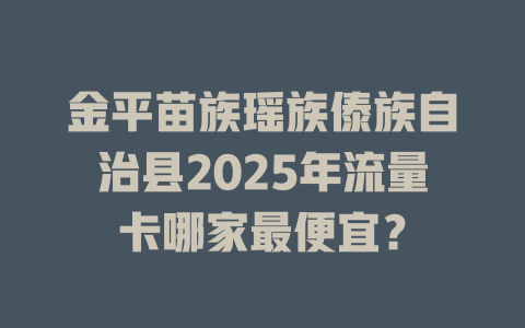 金平苗族瑶族傣族自治县2025年流量卡哪家最便宜？