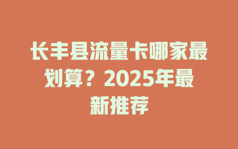 长丰县流量卡哪家最划算？2025年最新推荐