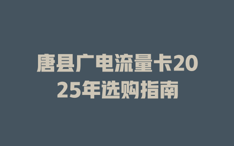 唐县广电流量卡2025年选购指南