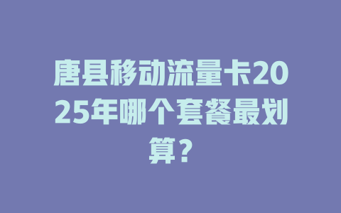 唐县移动流量卡2025年哪个套餐最划算？