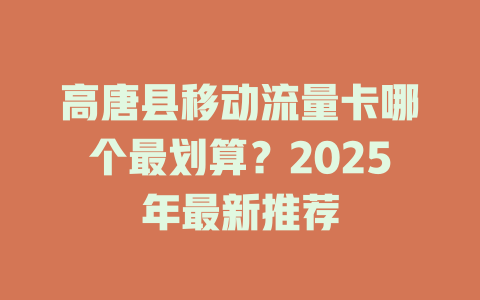 高唐县移动流量卡哪个最划算？2025年最新推荐