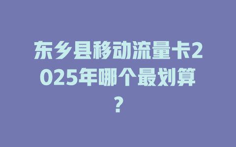 东乡县移动流量卡2025年哪个最划算？