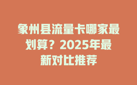 象州县流量卡哪家最划算？2025年最新对比推荐