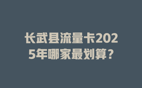 长武县流量卡2025年哪家最划算？