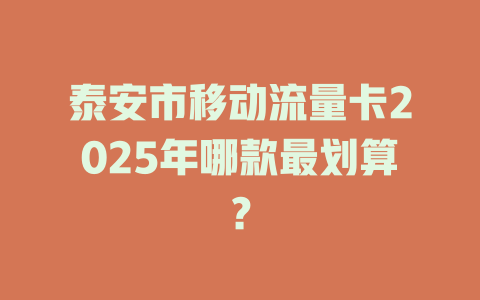 泰安市移动流量卡2025年哪款最划算？