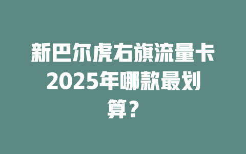 新巴尔虎右旗流量卡2025年哪款最划算？