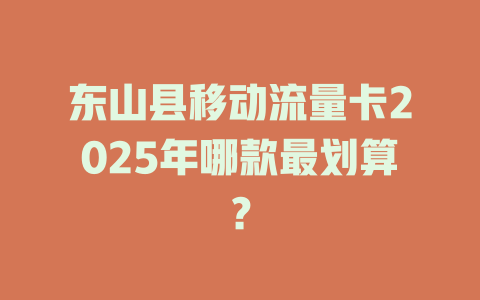 东山县移动流量卡2025年哪款最划算？