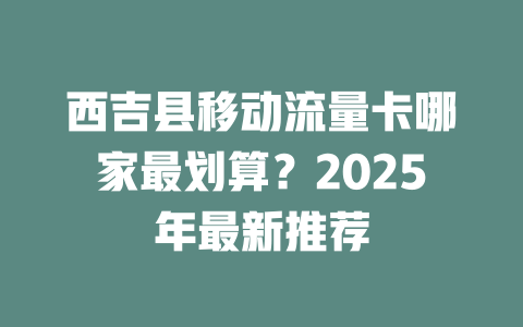 西吉县移动流量卡哪家最划算？2025年最新推荐