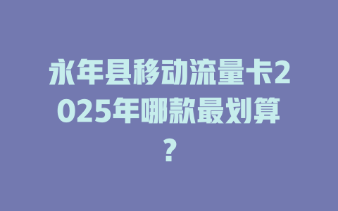永年县移动流量卡2025年哪款最划算？