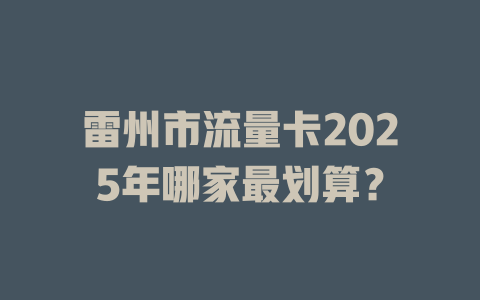 雷州市流量卡2025年哪家最划算？