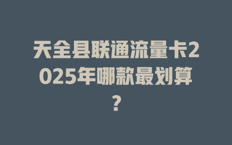天全县联通流量卡2025年哪款最划算？