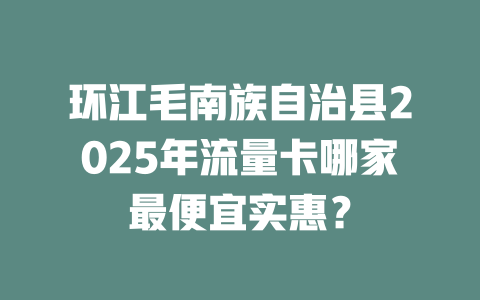 环江毛南族自治县2025年流量卡哪家最便宜实惠？