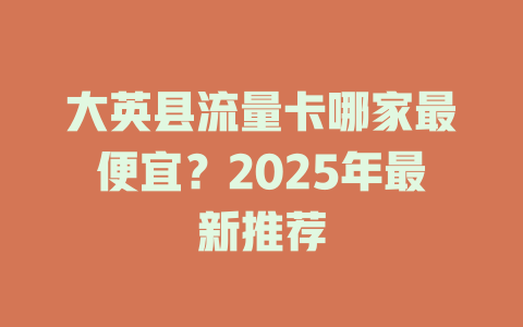 大英县流量卡哪家最便宜？2025年最新推荐