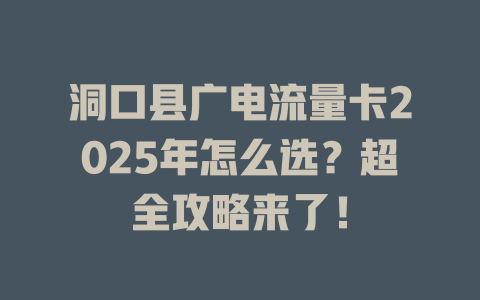 洞口县广电流量卡2025年怎么选？超全攻略来了！