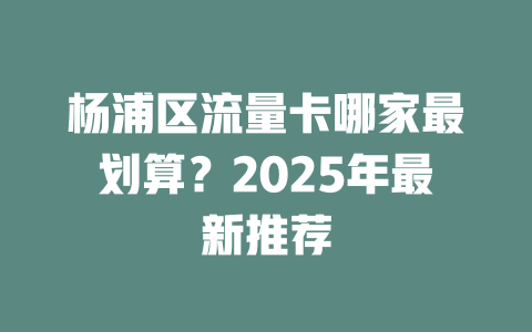 杨浦区流量卡哪家最划算？2025年最新推荐