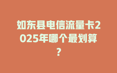 如东县电信流量卡2025年哪个最划算？