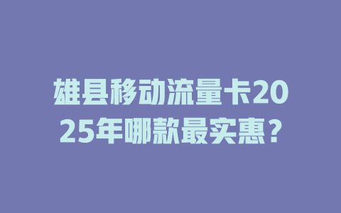 雄县移动流量卡2025年哪款最实惠？