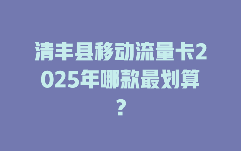 清丰县移动流量卡2025年哪款最划算？