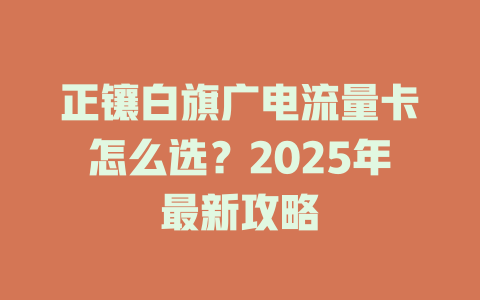 正镶白旗广电流量卡怎么选？2025年最新攻略