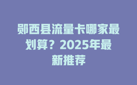 郧西县流量卡哪家最划算？2025年最新推荐