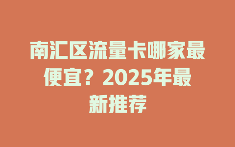 南汇区流量卡哪家最便宜？2025年最新推荐
