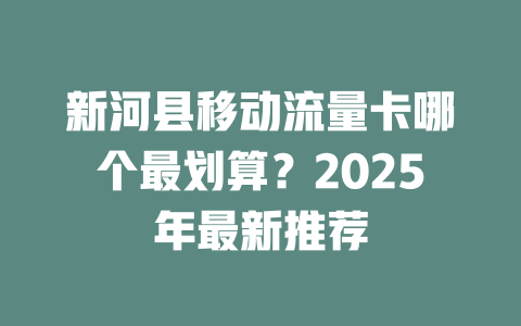 新河县移动流量卡哪个最划算？2025年最新推荐