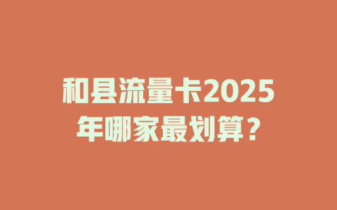 和县流量卡2025年哪家最划算？
