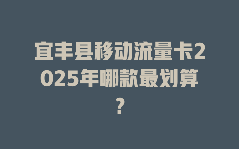 宜丰县移动流量卡2025年哪款最划算？