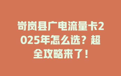 岢岚县广电流量卡2025年怎么选？超全攻略来了！