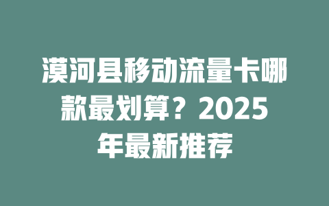 漠河县移动流量卡哪款最划算？2025年最新推荐