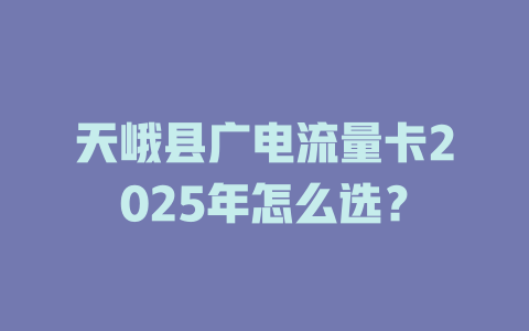 天峨县广电流量卡2025年怎么选？