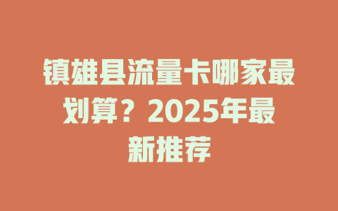 镇雄县流量卡哪家最划算？2025年最新推荐