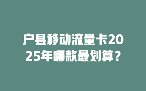 户县移动流量卡2025年哪款最划算？
