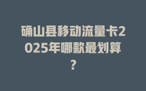 确山县移动流量卡2025年哪款最划算？