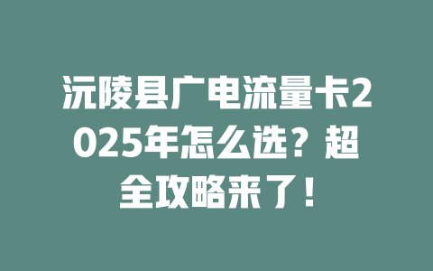 沅陵县广电流量卡2025年怎么选？超全攻略来了！