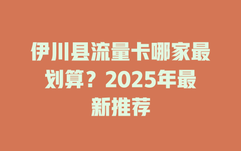 伊川县流量卡哪家最划算？2025年最新推荐