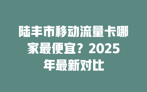 陆丰市移动流量卡哪家最便宜？2025年最新对比