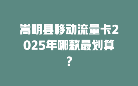 嵩明县移动流量卡2025年哪款最划算？