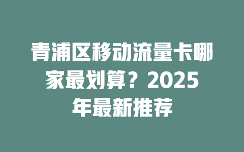 青浦区移动流量卡哪家最划算？2025年最新推荐
