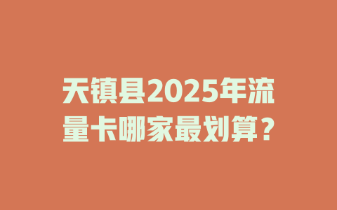 天镇县2025年流量卡哪家最划算？