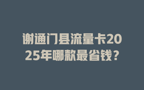 谢通门县流量卡2025年哪款最省钱？