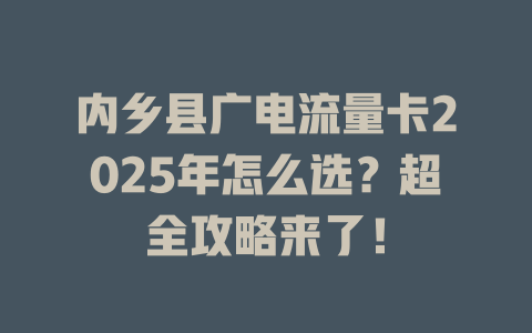 内乡县广电流量卡2025年怎么选？超全攻略来了！