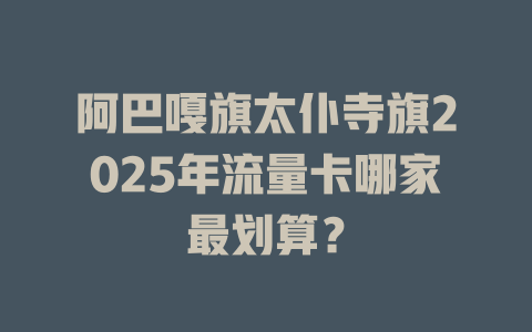 阿巴嘎旗太仆寺旗2025年流量卡哪家最划算？