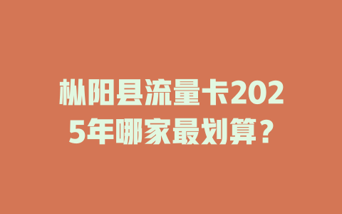 枞阳县流量卡2025年哪家最划算？