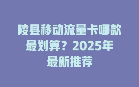 陵县移动流量卡哪款最划算？2025年最新推荐