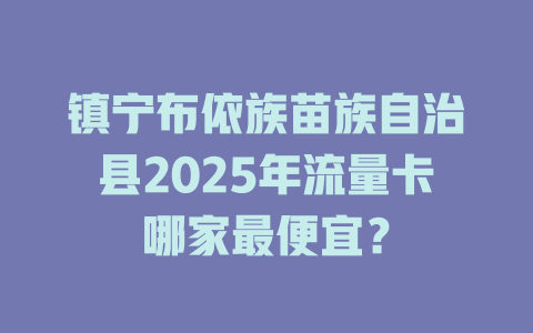 镇宁布依族苗族自治县2025年流量卡哪家最便宜？