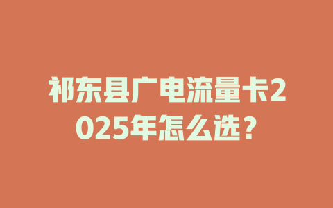 祁东县广电流量卡2025年怎么选？