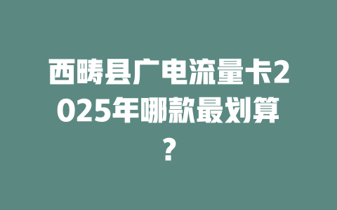 西畴县广电流量卡2025年哪款最划算？